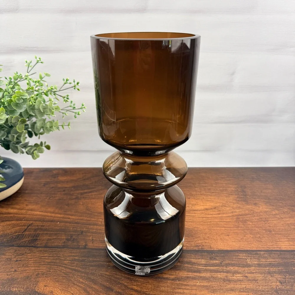 Riihimäen Lasi Tamara Aladin 1472 Art Glass Vase Smoke Brown Finland